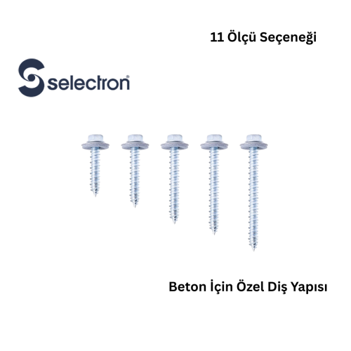 Selectron Altıgen Başlı Pul Başlı Beton Vidası – Dübel Gerektirmeyen – Koli