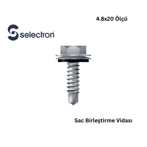 Selectron 4.8×20 Çektirme Dikiş Vidası – Sac Vidası – Koli