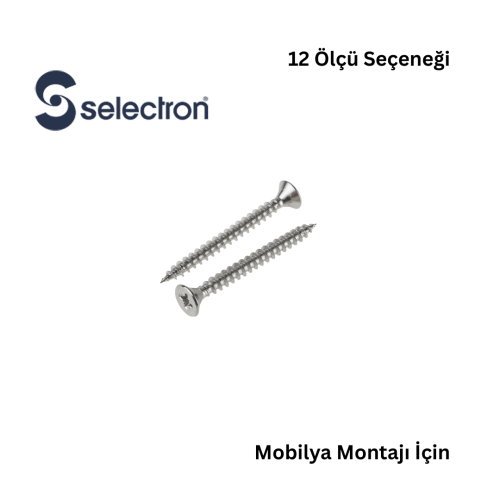 Selectron Yıldız Havşa Başlı Sunta Vidası 5,0 mm – Çinko Kaplama – Koli