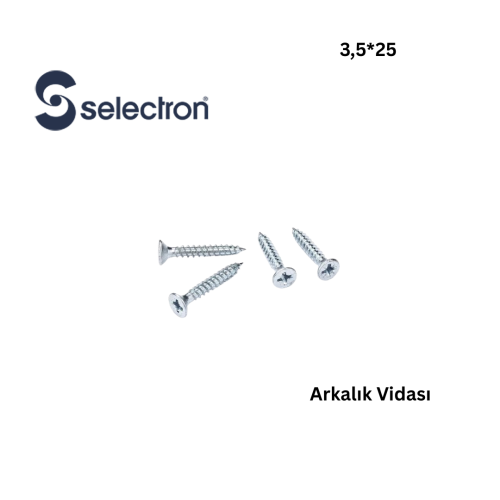 Selectron 3.5×25 Arkalık Vidası – Mobilya Arkalık Montaj Vidası – Koli