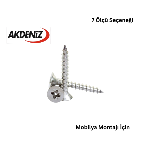 Akdeniz Yıldız Havşa Başlı Sunta Vidası 4.5 mm – Çinko Kaplama – Koli